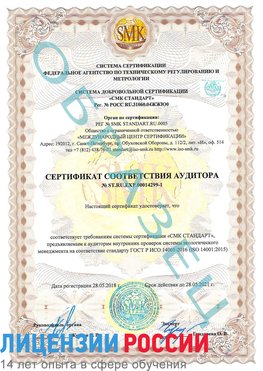 Образец сертификата соответствия аудитора №ST.RU.EXP.00014299-1 Абинск Сертификат ISO 14001